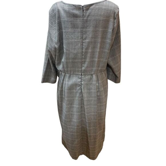 ELOQUII Faux Wrap Ruched Houndstooth Plaid Sheath Dress Grey/Black/White Size 14 - Picture 8 of 11